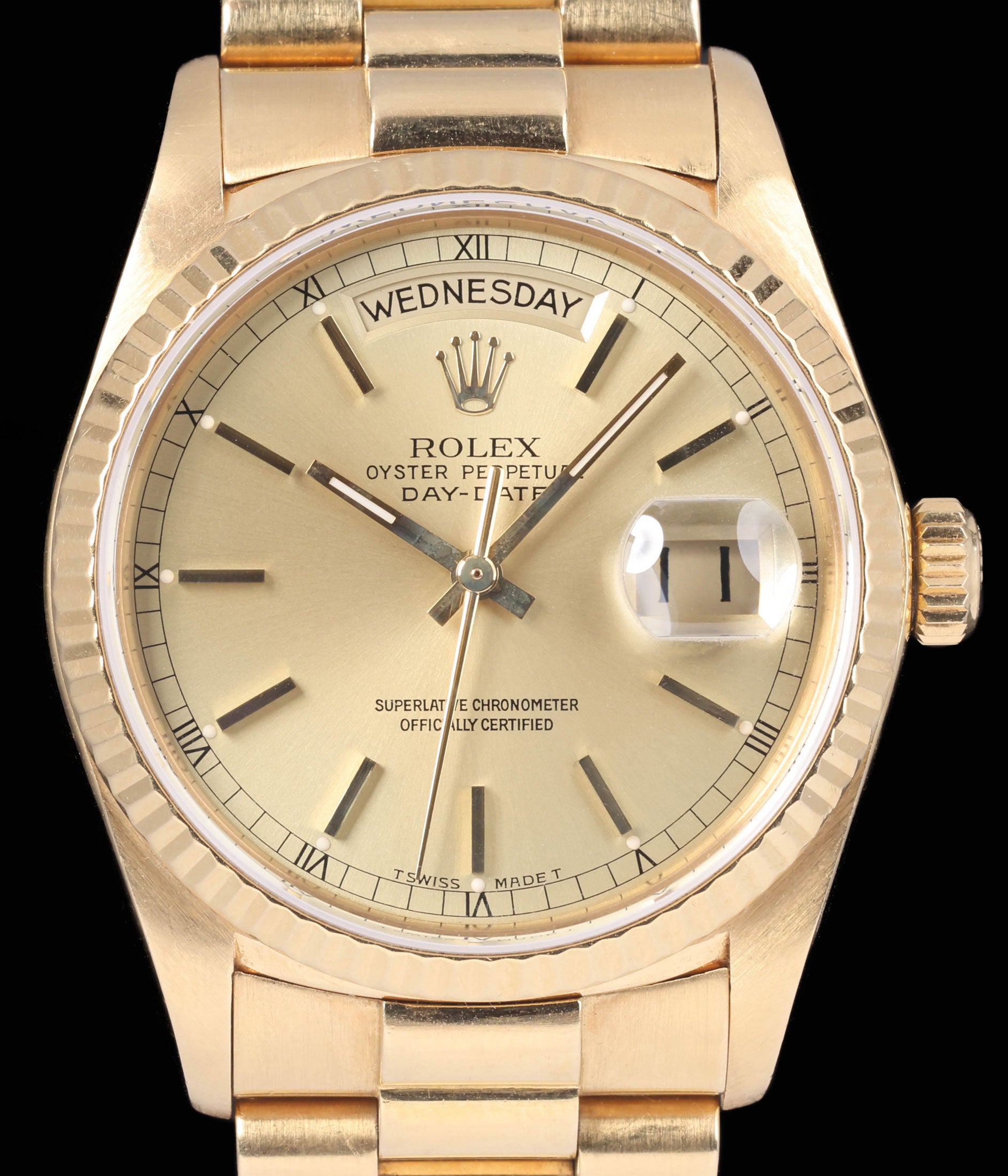 Preloved Rolex Day Date 18038 Champagne Dial 36MM 1987 | Crown Vintage Watches