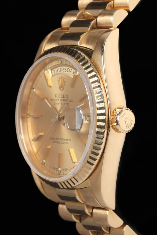 Pre-owned vintage Rolex Day Date 18238 Champagne Dial 36MM 1988 | Crown Vintage Watches