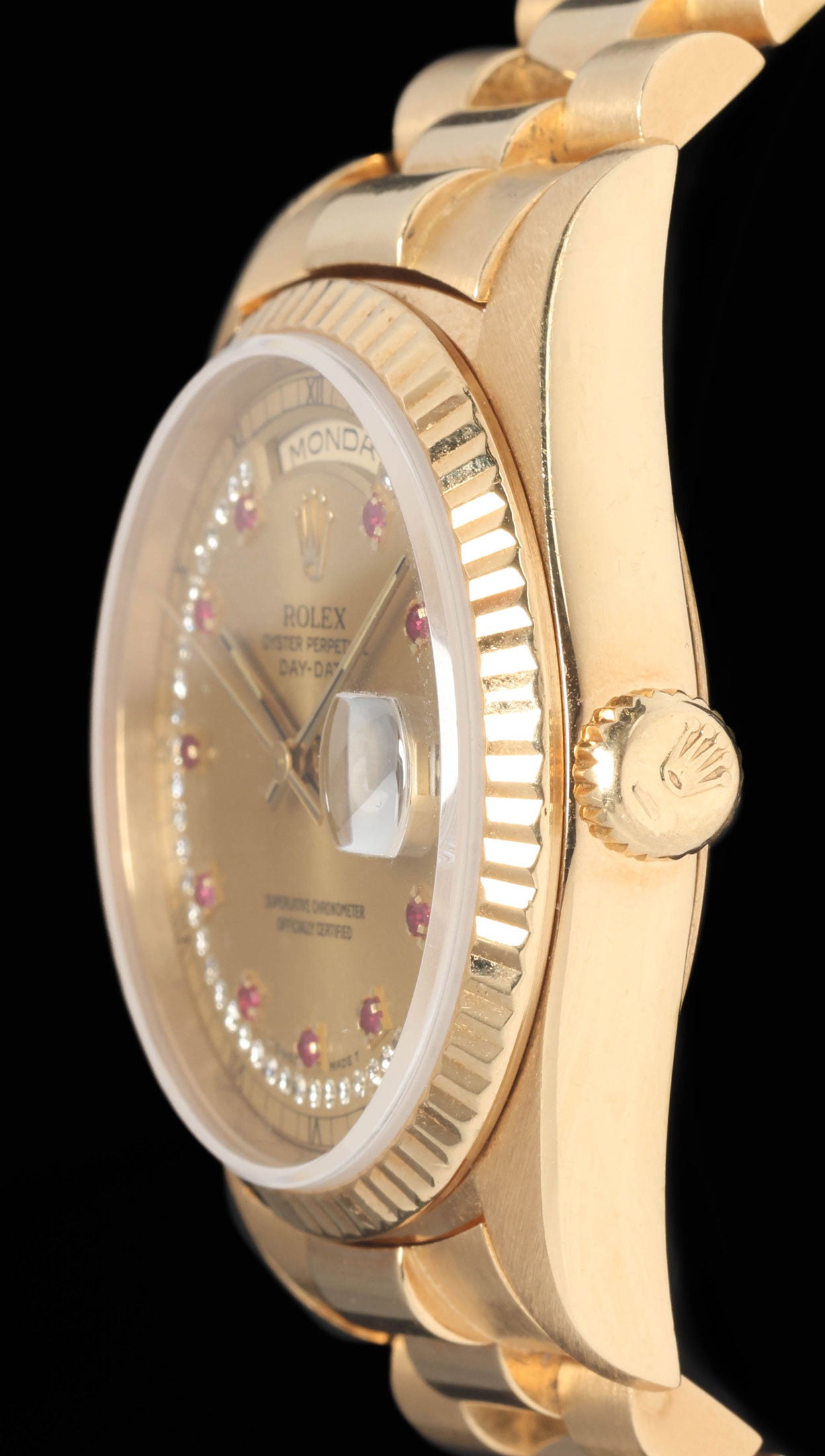 Preowned vintage Rolex Day Date 18238 Ruby String Dial 36MM 1990s | Crown Vintage Watches