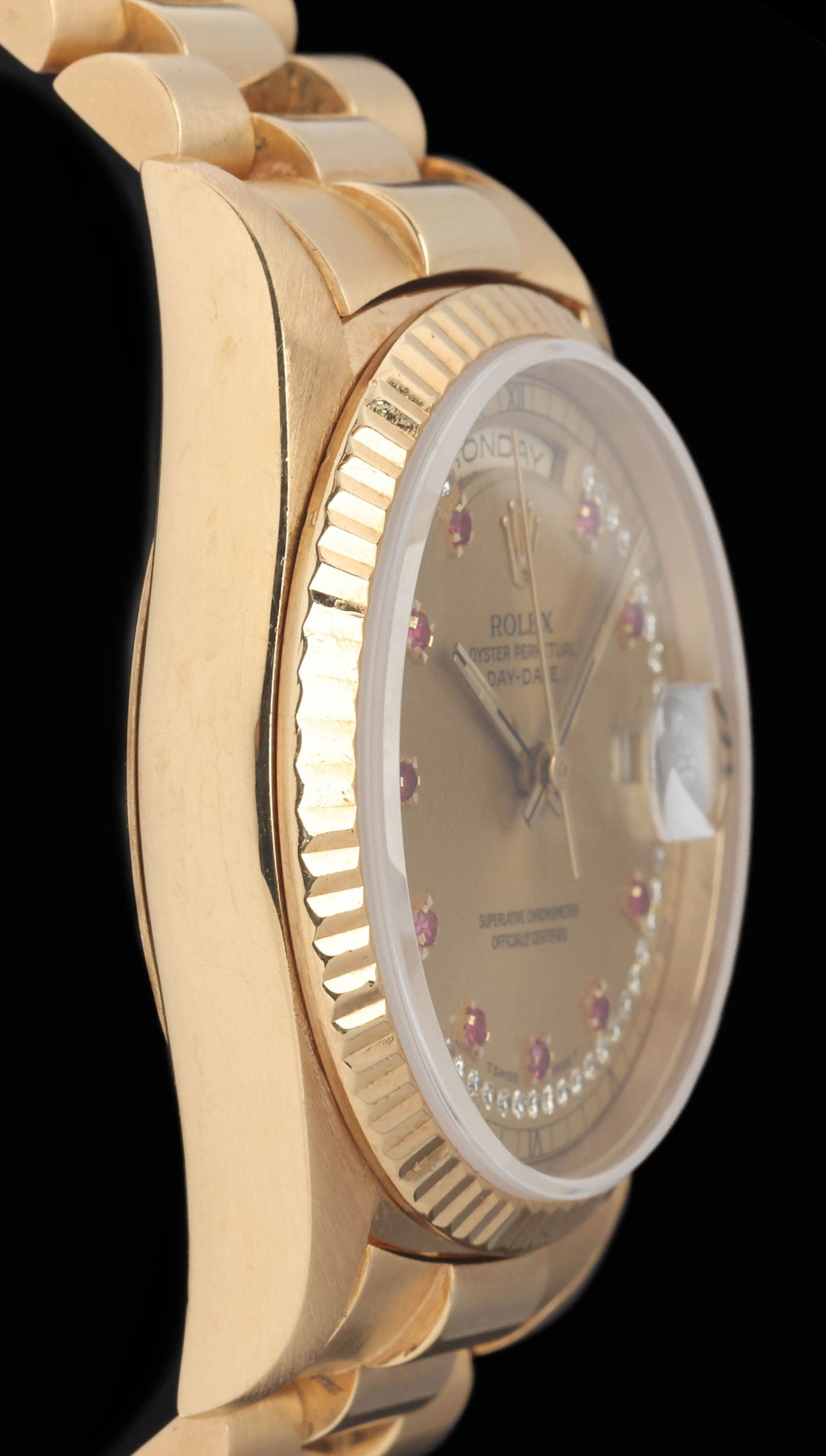 Preowned vintage Rolex Day Date 18238 Ruby String Dial 36MM 1990s | Crown Vintage Watches