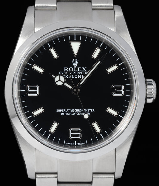 Pre-owned vintage Rolex Explorer I 114270 36mm 2004 Box & Papers | Crown Vintage Watches