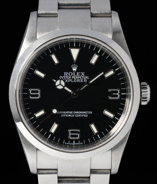 Pre-owned vintage Rolex Explorer I 114270 36mm 2004 Box & Papers | Crown Vintage Watches