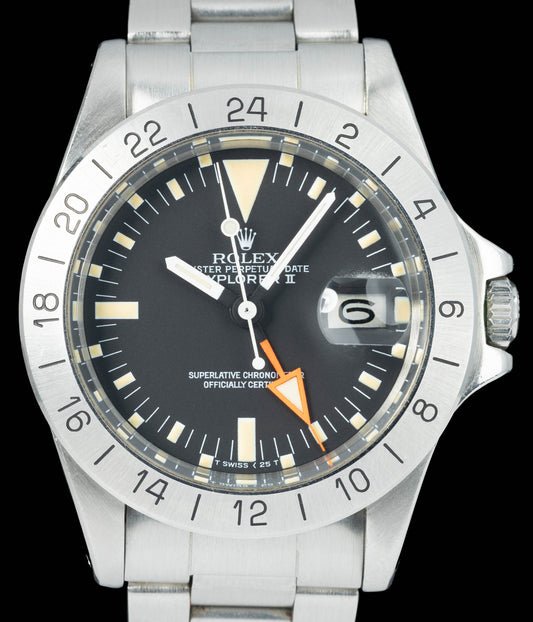 Preowned vintage Rolex Explorer II 1655 MK4 ‘Freccione’ 40mm 1973 | Crown Vintage Watches