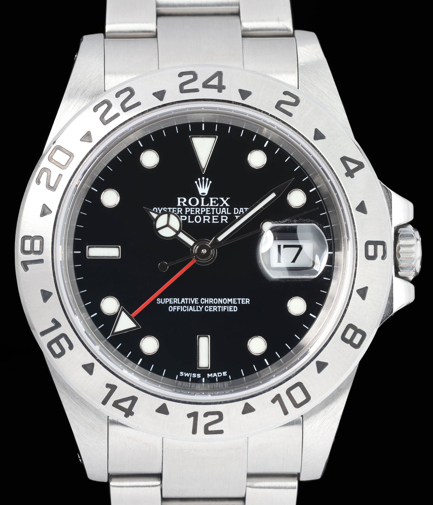 Preowned vintage Rolex Explorer II 16570 Black 40mm 2002 Box & Papers | Crown Vintage Watches