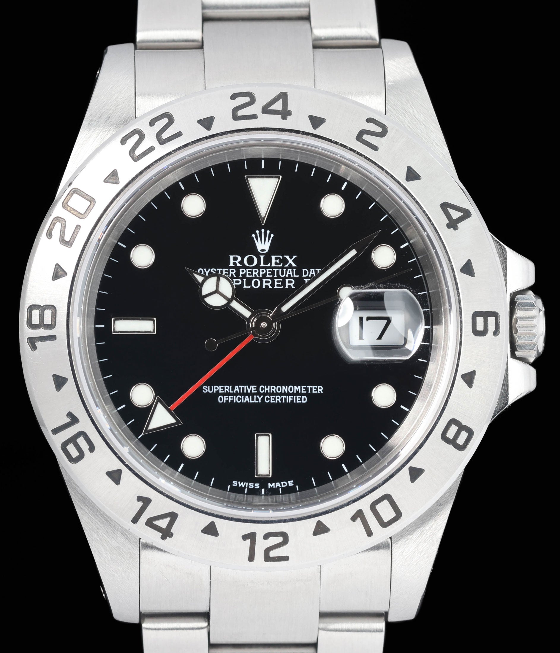 Preowned vintage Rolex Explorer II 16570 Black 40mm 2002 Box & Papers | Crown Vintage Watches
