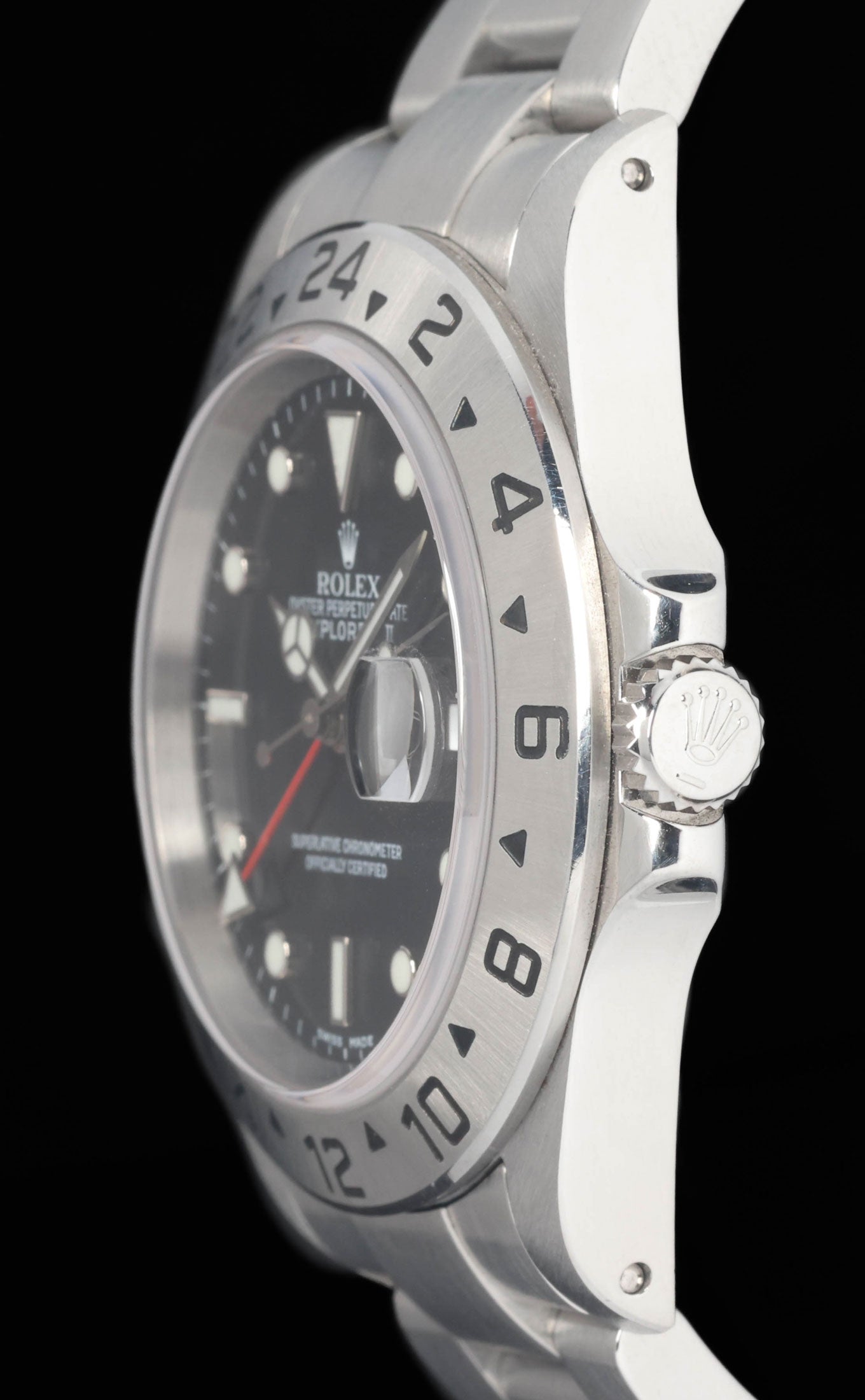 Preowned vintage Rolex Explorer II 16570 Black 40mm 2002 Box & Papers | Crown Vintage Watches