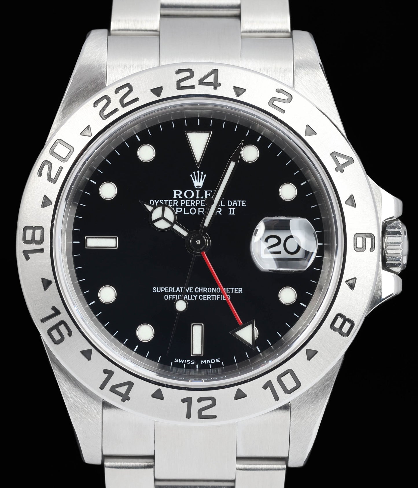 Preowned vintage Rolex Explorer II 16570 Black 40mm 2004 Box & Papers | Crown Vintage Watches
