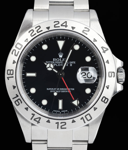 Preowned vintage Rolex Explorer II 16570 Black 40mm 2004 Box & Papers | Crown Vintage Watches