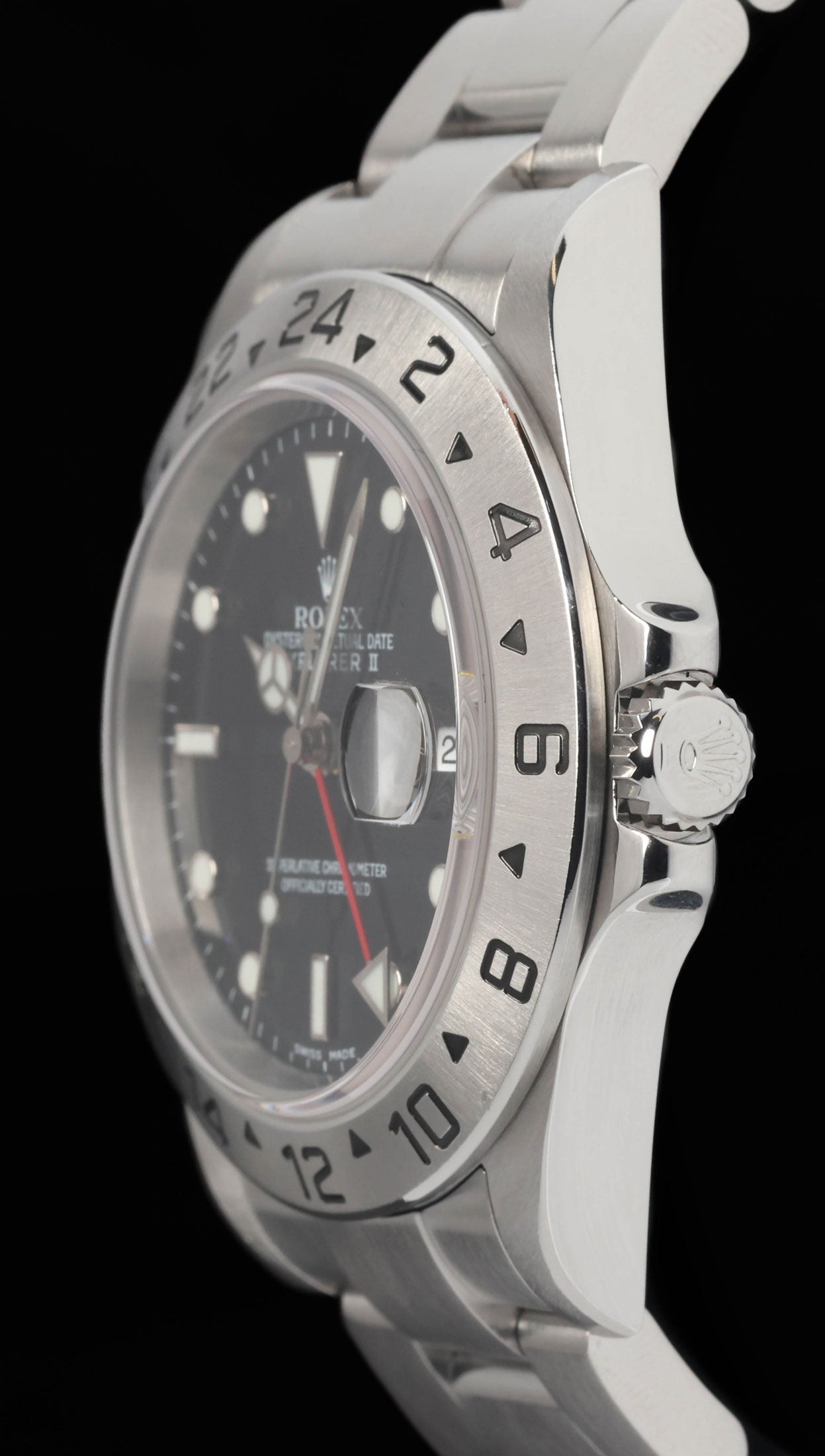 Preowned vintage Rolex Explorer II 16570 Black 40mm 2004 Box & Papers | Crown Vintage Watches