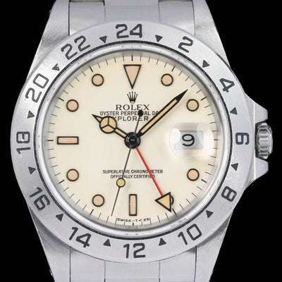 Preowned vintage Rolex Explorer II 16570 'Panna Dial' 40MM 1991 | Crown Vintage Watches