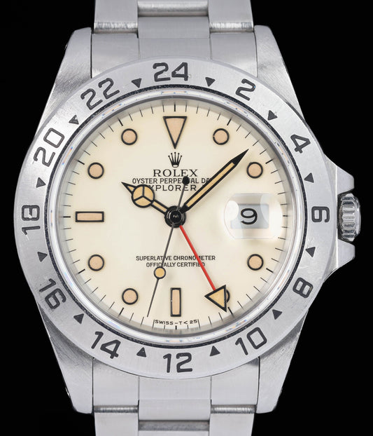 Preowned vintage Rolex Explorer II 16570 'Panna Dial' 40MM 1991 | Crown Vintage Watches