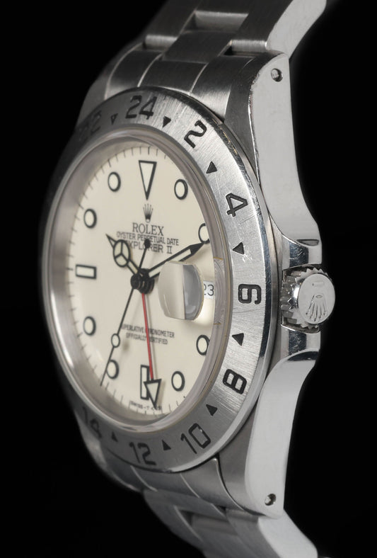 Pre-owned vintage Rolex Explorer II 16570 'Panna Dial' 40MM 1991 | Crown Vintage Watches