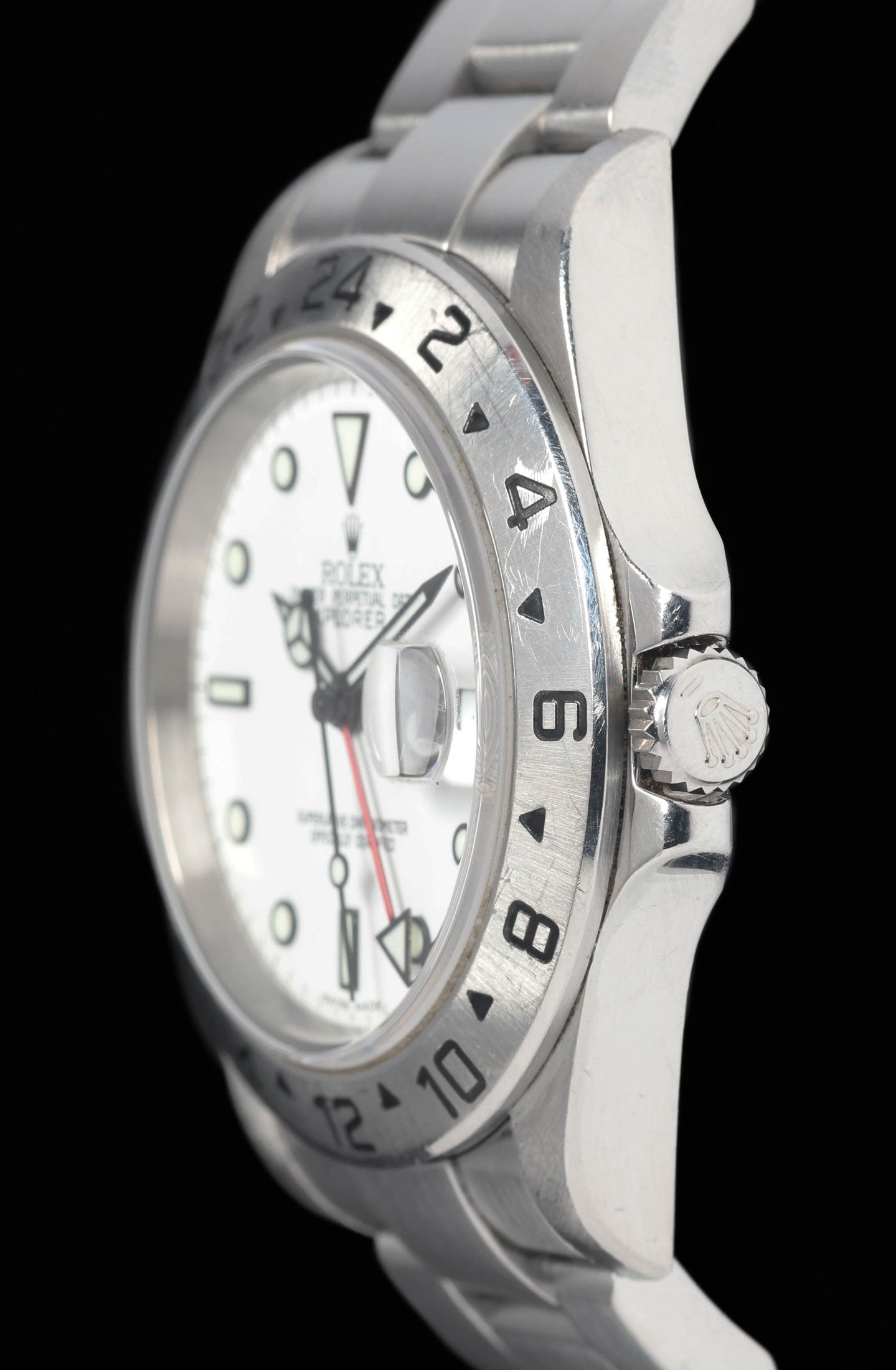 Preowned vintage Rolex Explorer II 16570 Polar 40mm 2004 Full Set| Crown Vintage Watches