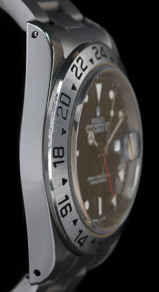 Pre-owned vintage Rolex Explorer II 40MM 16570 Black Dial Tritium 1995 | Crown Vintage Watches