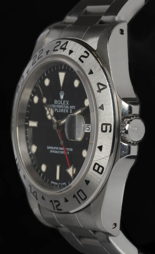 Pre-owned vintage Rolex Explorer II 'Black' 16570 40mm 1997 Box and Papers | Crown Vintage Watches