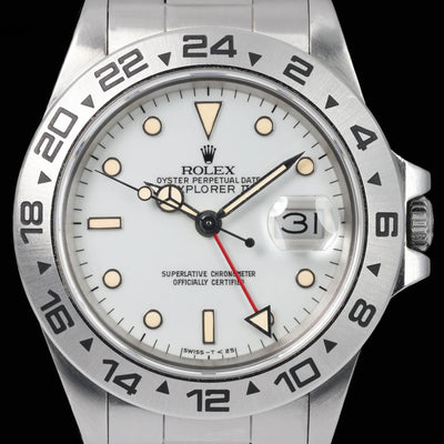 Pre-owned vintage Rolex Explorer II Polar 16550 'Rail Dial' 40MM 1987 | Crown Vintage Watches