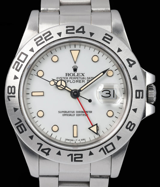 Pre-owned vintage Rolex Explorer II Polar 16550 'Rail Dial' 40MM 1987 | Crown Vintage Watches