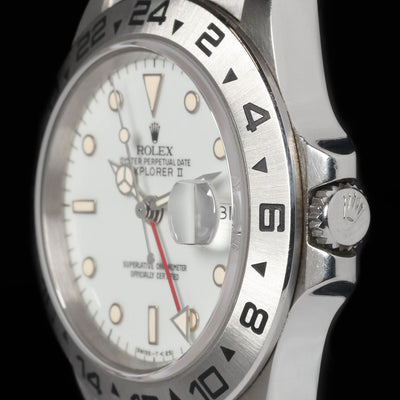 Pre-owned vintage Rolex Explorer II Polar 16550 'Rail Dial' 40MM 1987 | Crown Vintage Watches
