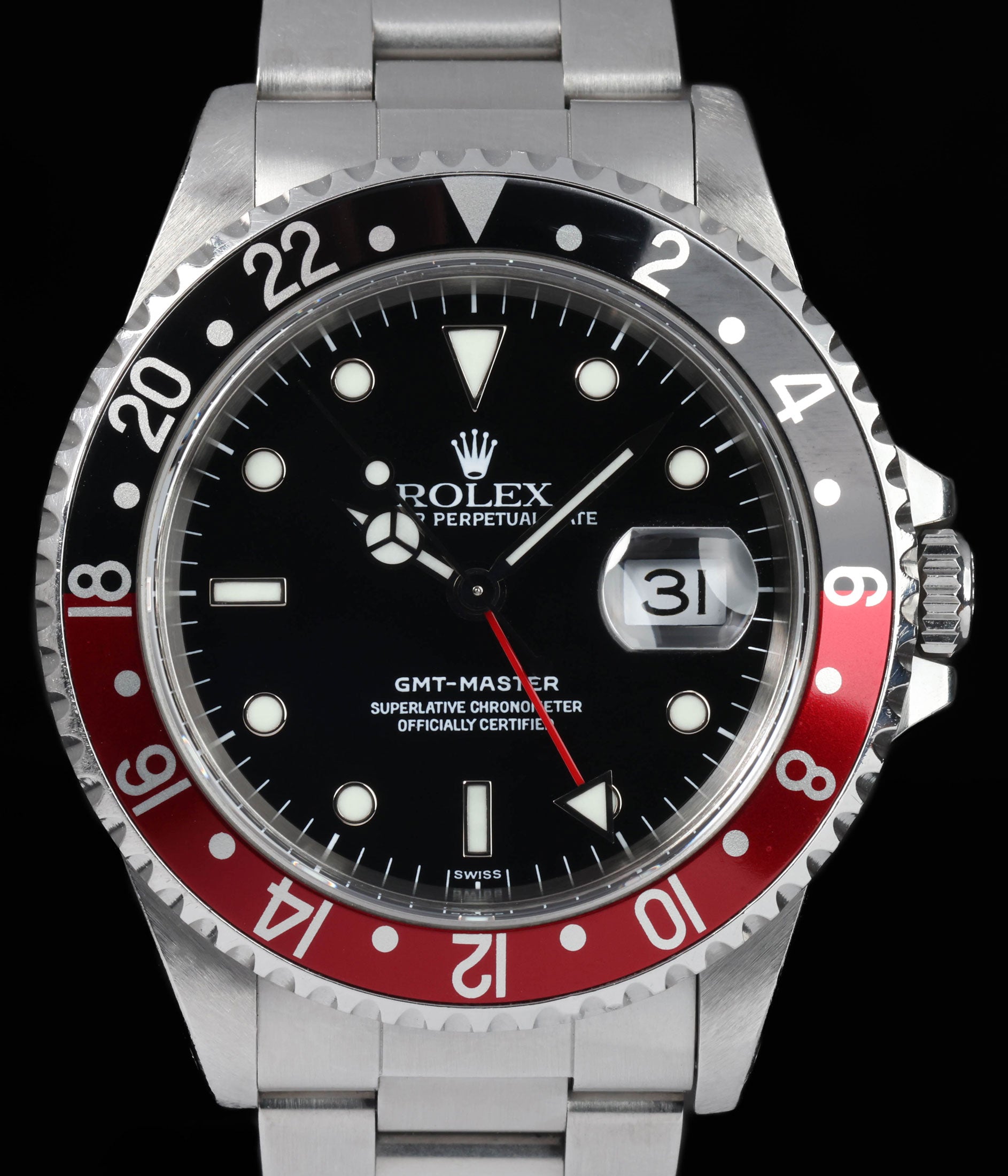 Pre-owned vintage Rolex GMT Master 16700 'Swiss Only' Coke 40MM 1999 | Crown Vintage Watches