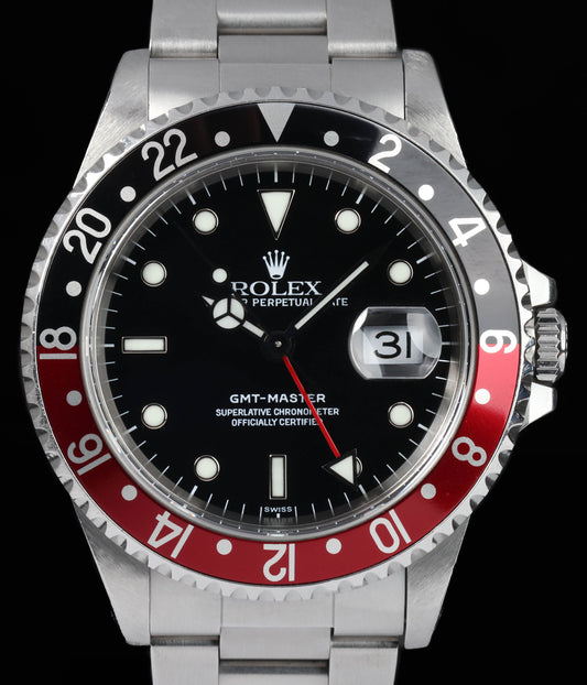 Pre-owned vintage Rolex GMT Master 16700 'Swiss Only' Coke 40MM 1999 | Crown Vintage Watches