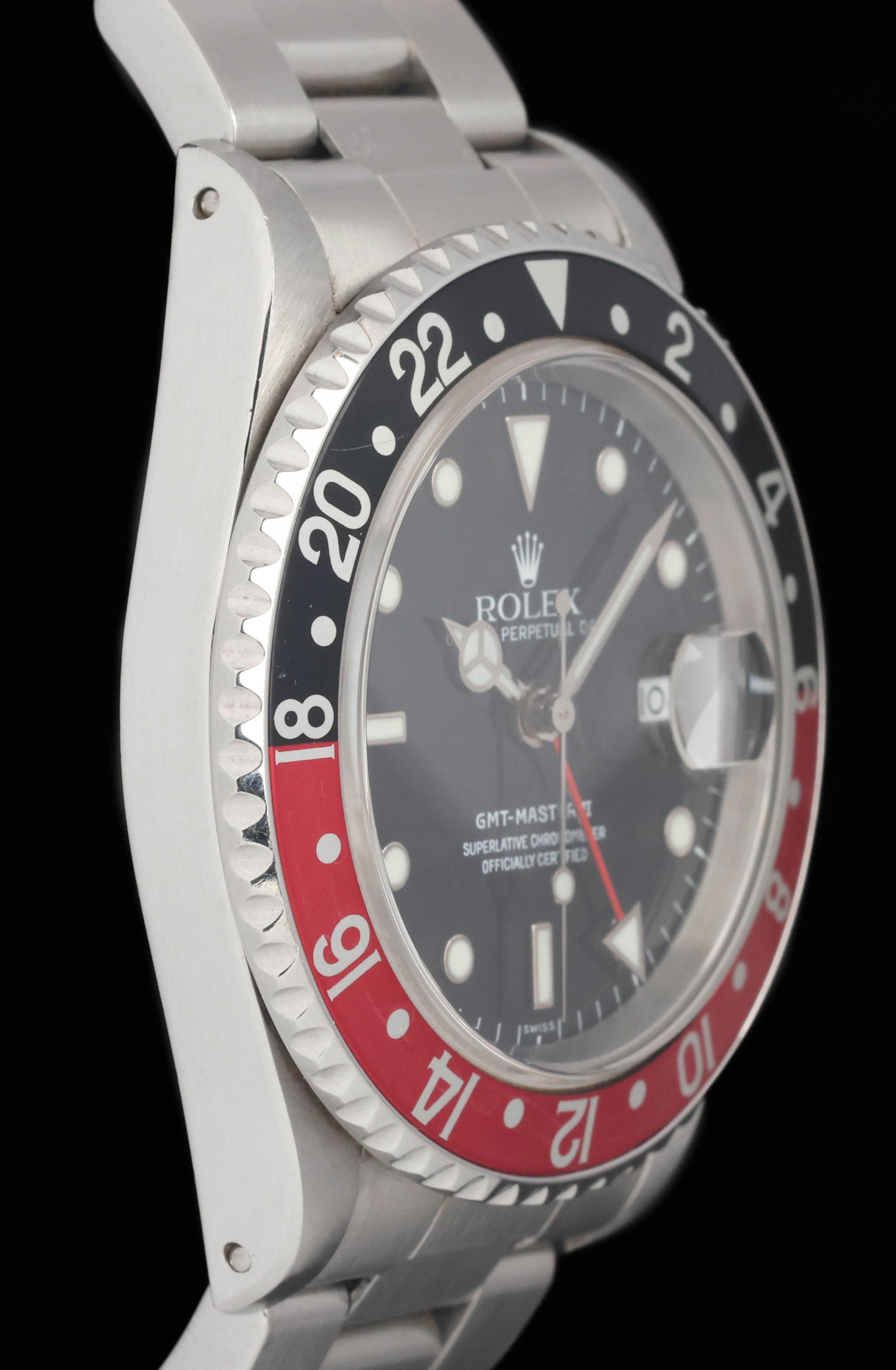Preowned vintage Rolex GMT Master 16710 'Swiss Only' Coke 40MM 1999 Box & Papers | Crown Vintage Watches