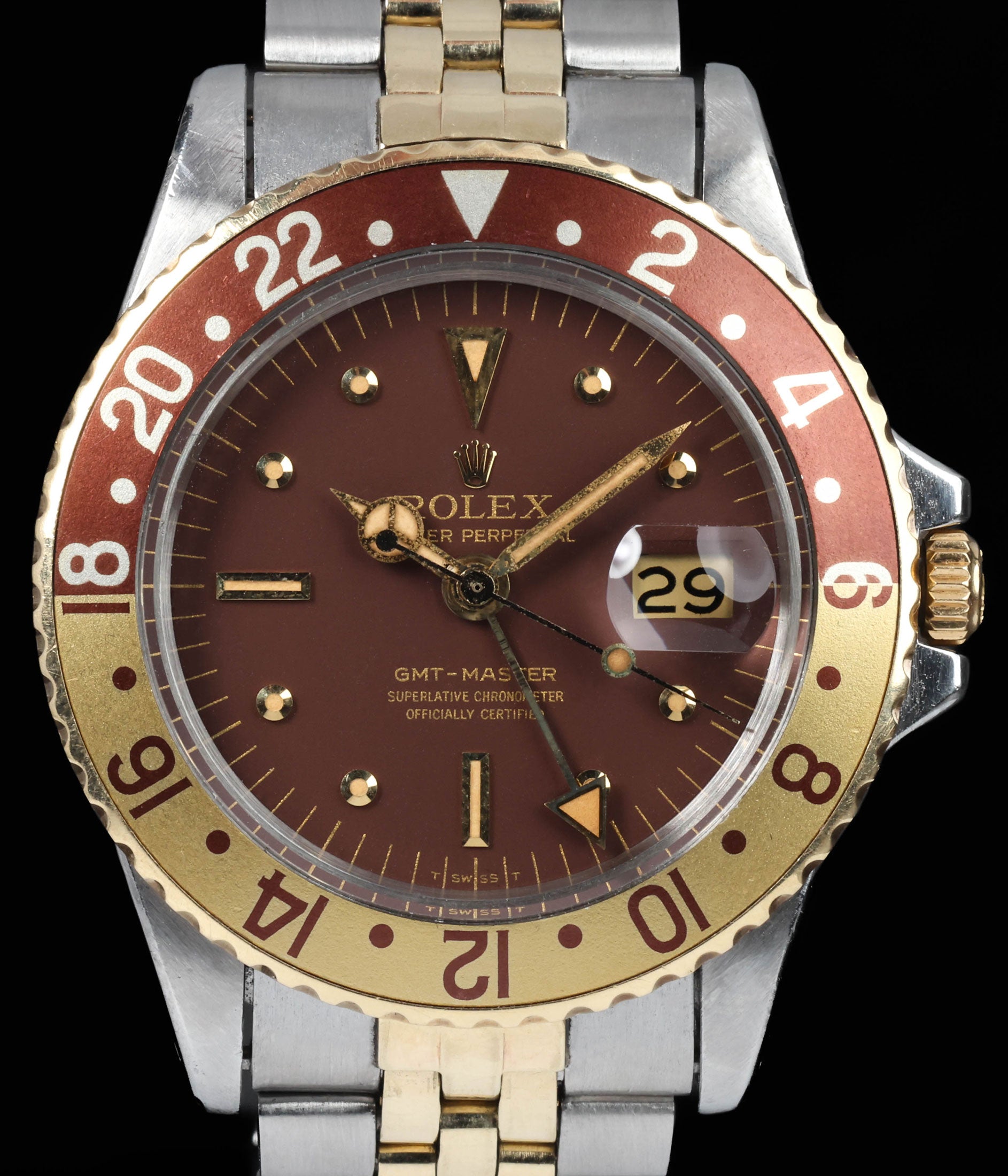Pre-owned vintage Rolex GMT Master 1675/3 'Root Beer' 40mm 1969 | Crown Vintage Watches