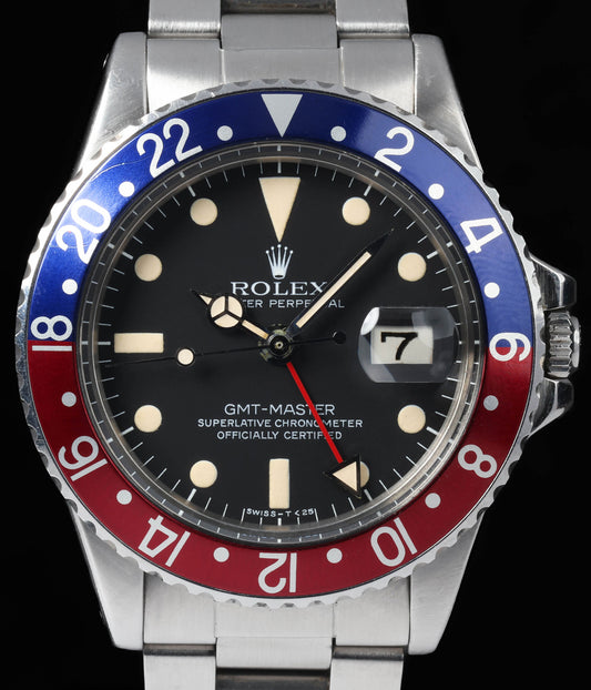 Pre-owned vintage Rolex GMT Master 1675 40mm 1969 | Crown Vintage Watches