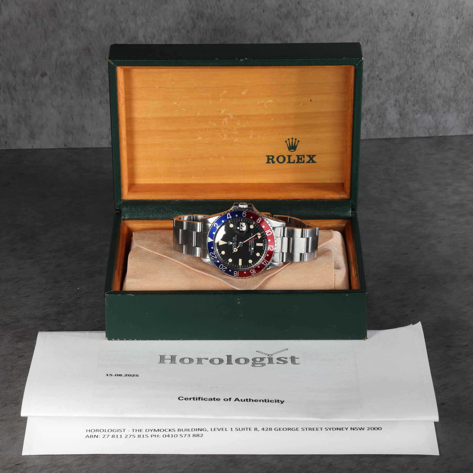 Pre-owned vintage Rolex GMT Master 1675 40mm 1969 | Crown Vintage Watches