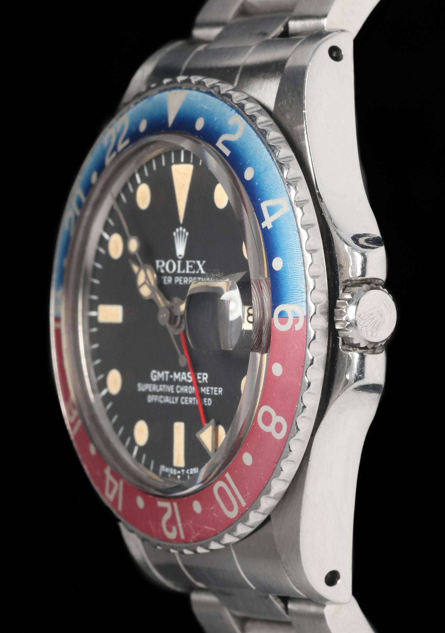 Preowned vintage Rolex GMT Master 1675 'Fuchsia' Pepsi 40MM 1968 | Crown Vintage Watches