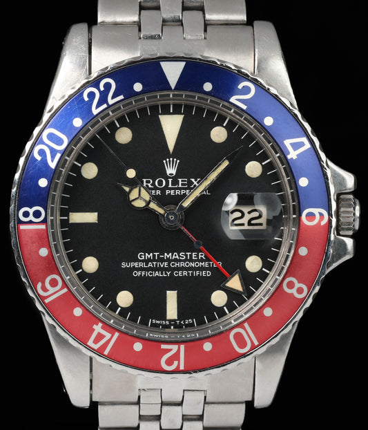 Preowned vintage Rolex GMT Master 1675 Long-E 'Pepsi' 1967 | Crown Vintage Watches