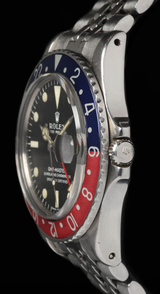 Preowned vintage Rolex GMT Master 1675 Long-E 'Pepsi' 1967 | Crown Vintage Watches
