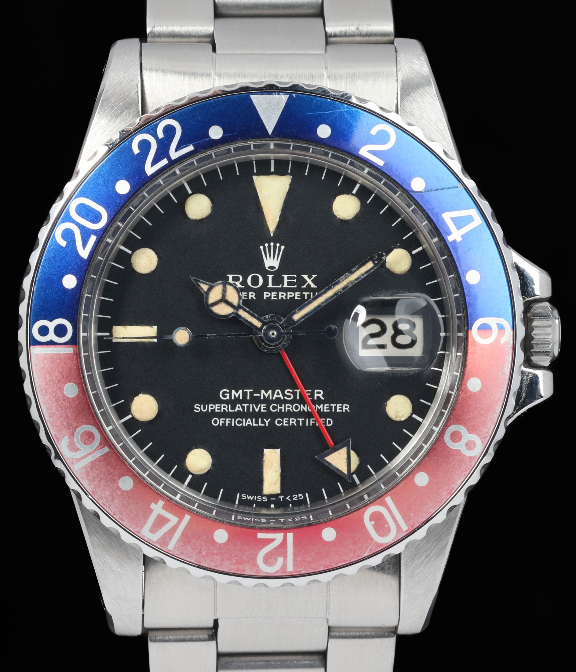 Preowned vintage Rolex GMT Master 1675 MK1 Zinc Sulfide 'Pepsi' 40MM 1967 | Crown Vintage Watches