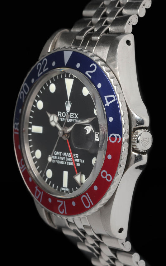 Pre-owned vintage Rolex GMT Master 1675 'Pepsi' 40MM 1978 | Crown Vintage Watches