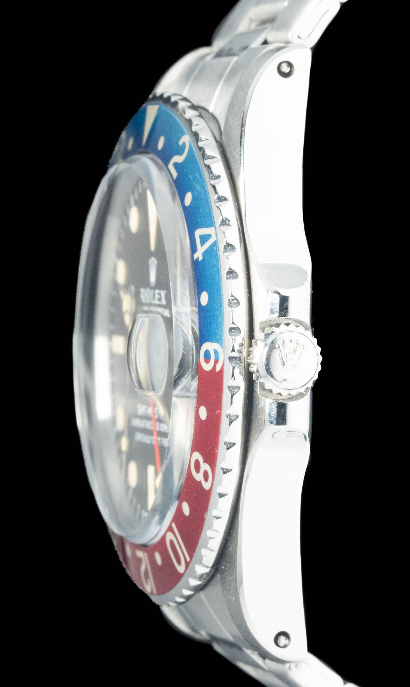 Preowned vintage Rolex GMT Master 1675 Pepsi 'Mk1' Tropical 40mm 1966 | Crown Vintage Watches
