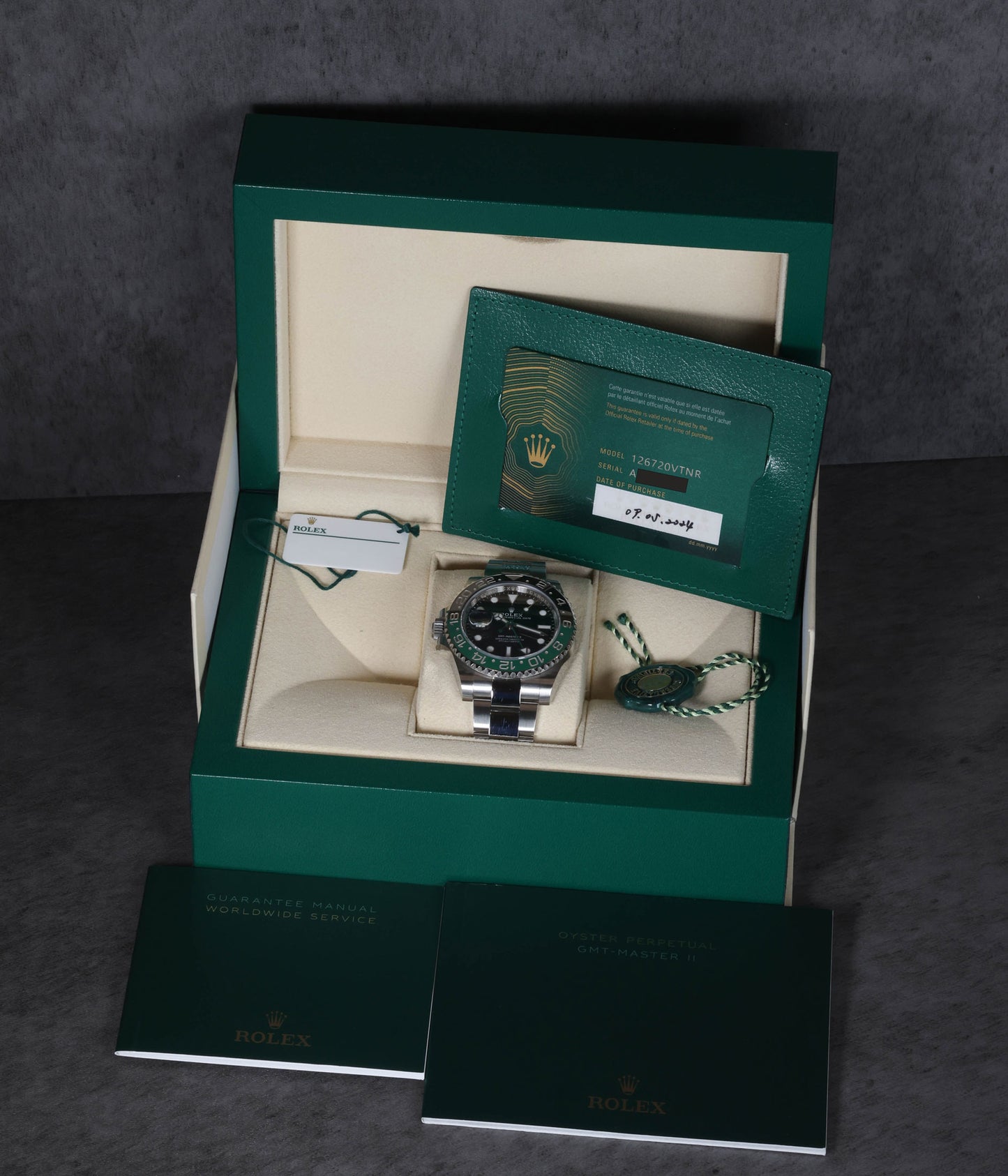 Pre-owned vintage Rolex GMT Master II 126720VTNR 'Sprite' 40mm 2024 Box and Papers | Crown Vintage Watches