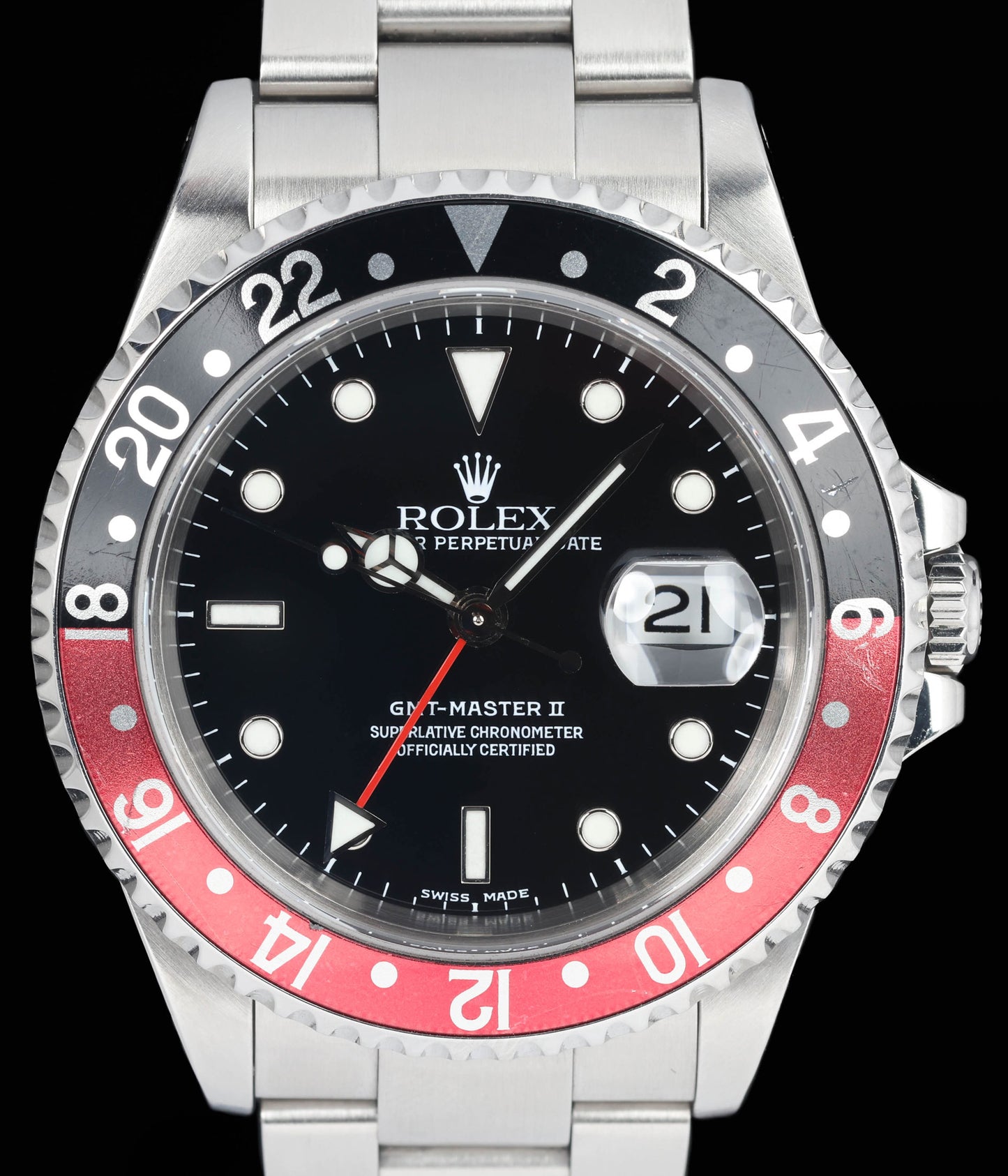 Preowned vintage Rolex GMT Master II 16710 'Coke' 40MM 2000 Box & Papers | Crown Vintage Watches
