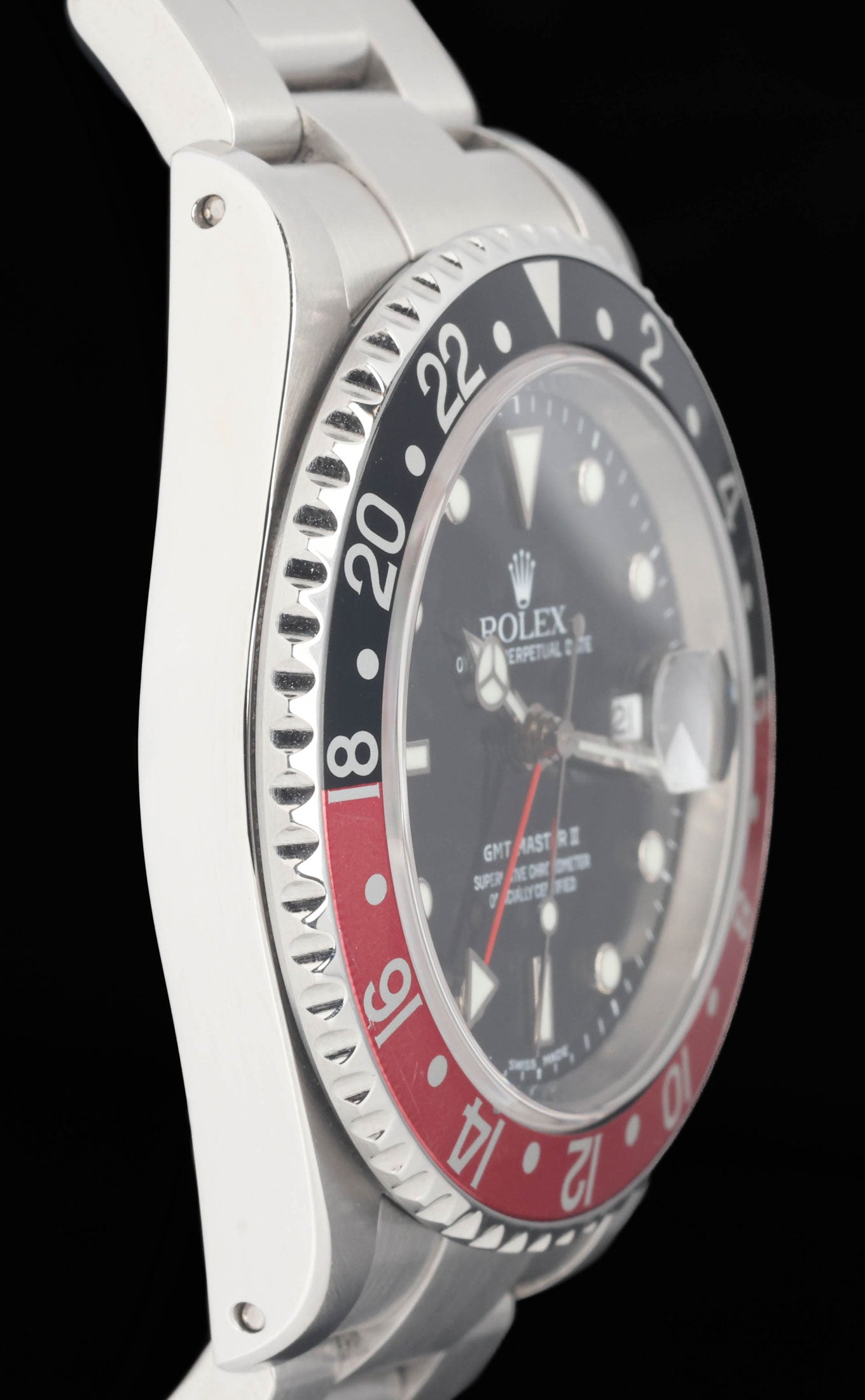 Preowned vintage Rolex GMT Master II 16710 'Coke' 40MM 2000 Box & Papers | Crown Vintage Watches