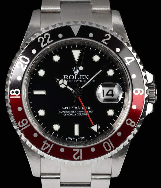 Pre-owned vintage Rolex GMT Master II 16710 'Coke' 40mm 2004  Crown Vintage Watches
