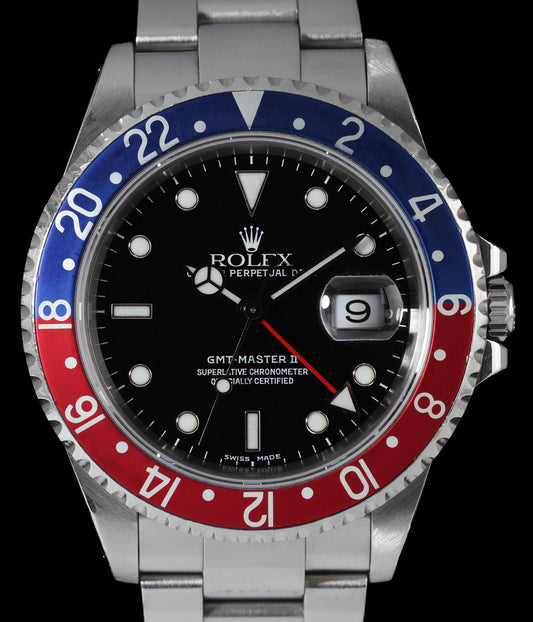 Pre-owned vintage Rolex GMT Master II 16710 'Pepsi' 40mm 2000 | Crown Vintage Watches