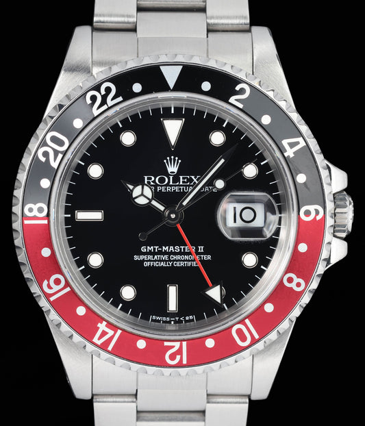 Preowned vintage Rolex GMT Master II 'Coke' 16710 40MM 1993 Box & Papers | Crown Vintage Watches