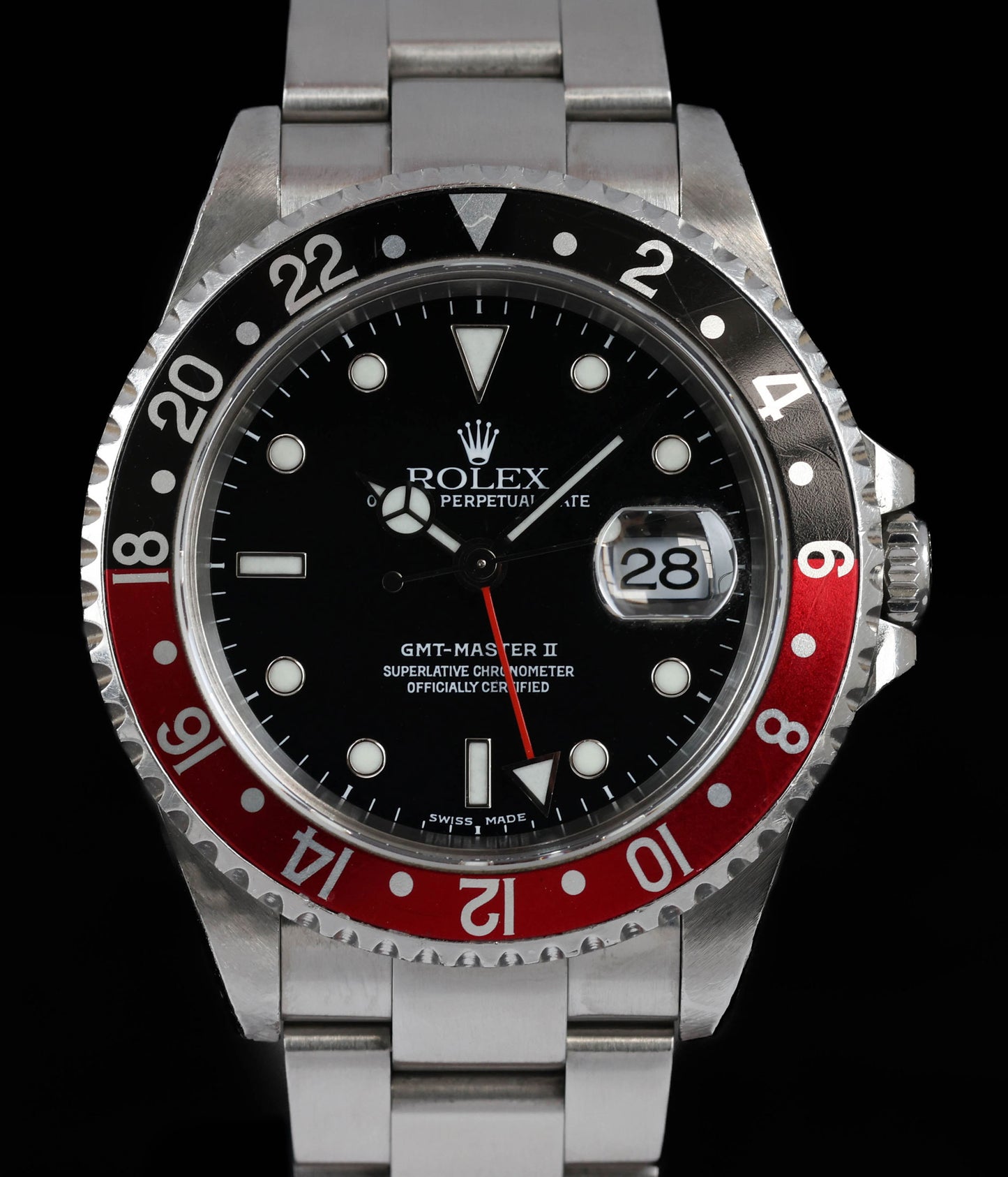 Pre owned vintage Rolex GMT Master II ‘Coke’ 16710 40mm Year 2000 | Crown Vintage Watches 
