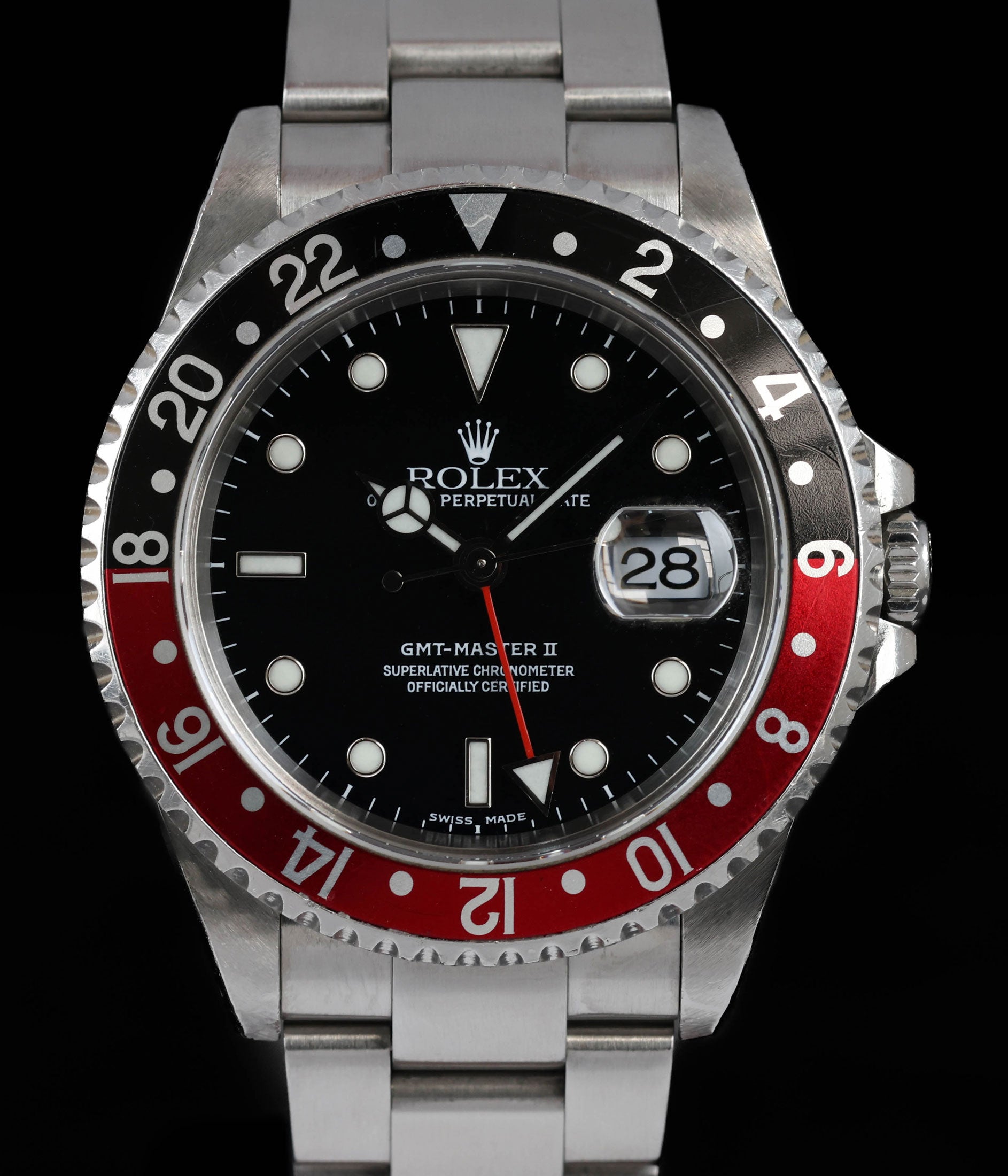 Pre owned vintage Rolex GMT Master II ‘Coke’ 16710 40mm Year 2000 | Crown Vintage Watches 