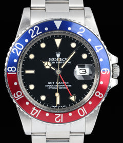 Rolex GMT Master 'Pepsi' Spider Dial 40mm 16750 1984 Box w Papers