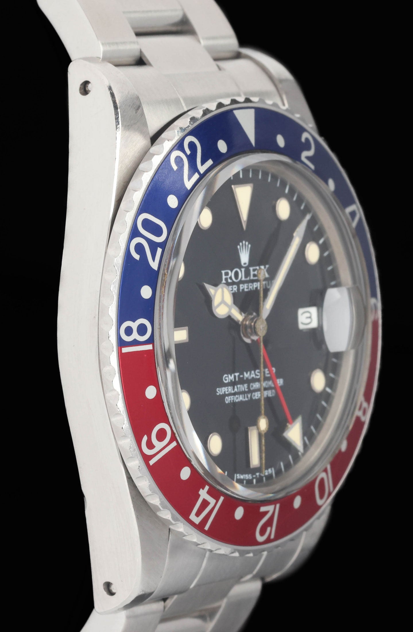 Preowned vintage Rolex GMT Master 'Pepsi' Spider Dial 40mm 16750 1984 Box & Papers | Crown Vintage Watches