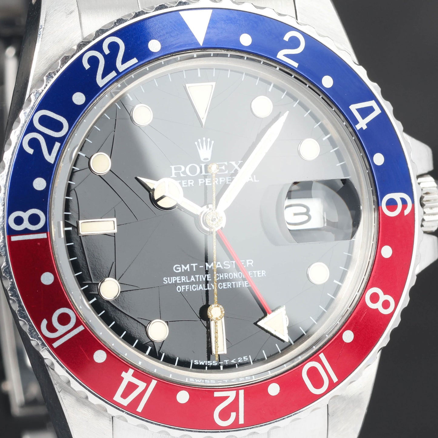 Preowned vintage Rolex GMT Master 'Pepsi' Spider Dial 40mm 16750 1984 Box & Papers | Crown Vintage Watches