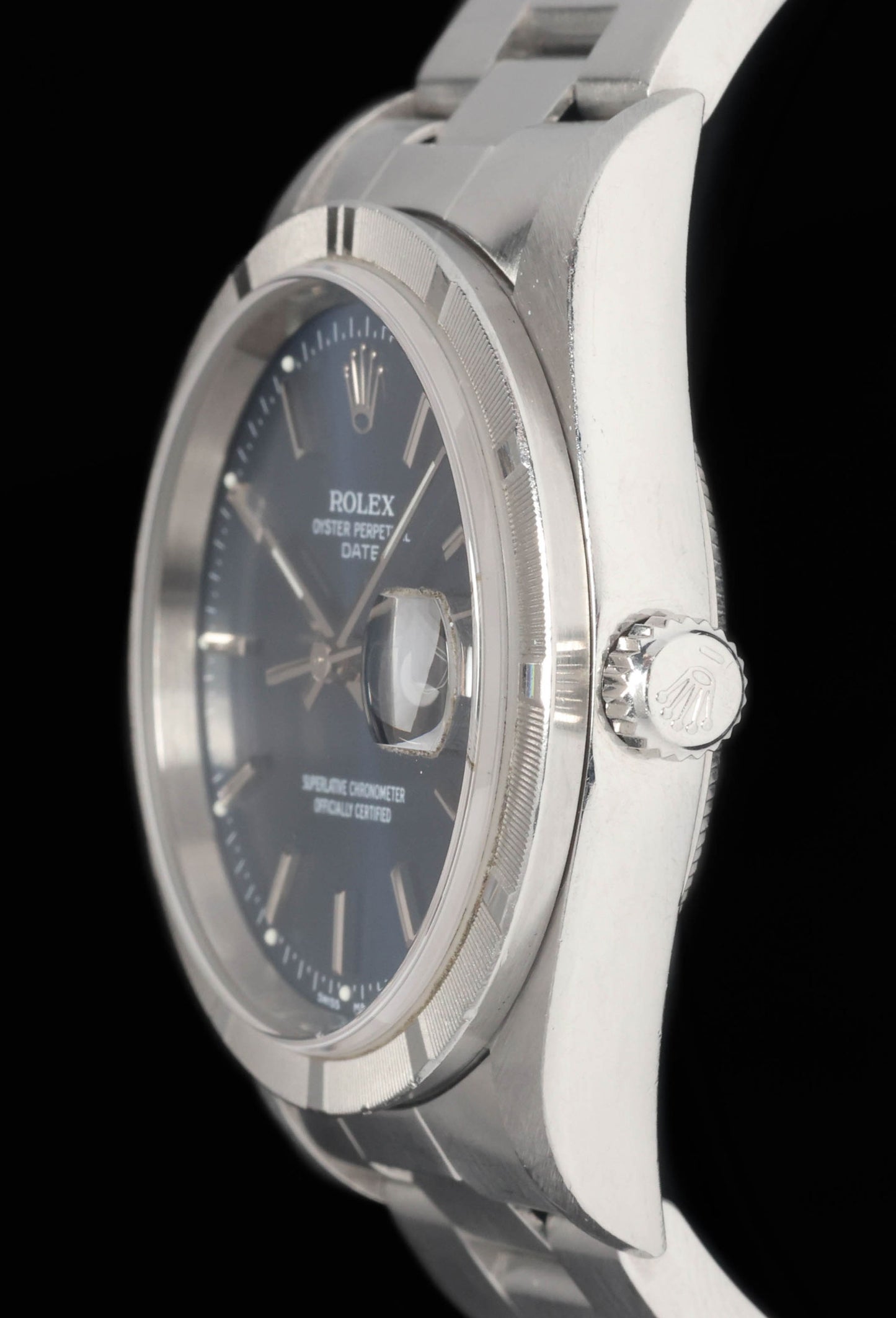 Preowned vintage Rolex Oyster Perpetual Date 15210 Blue Dial 34MM 1990s | Crown Vintage Watches