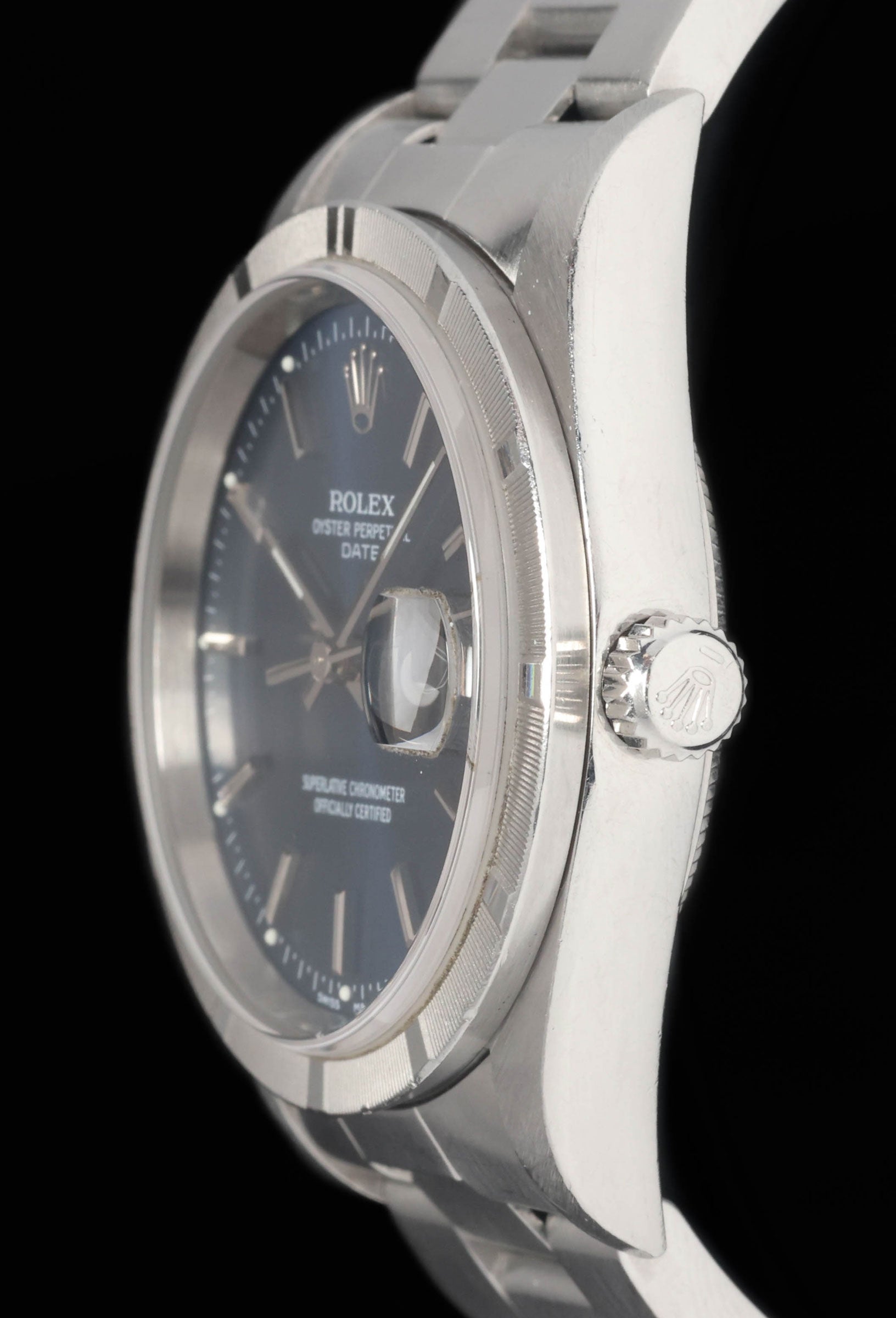 Preowned vintage Rolex Oyster Perpetual Date 15210 Blue Dial 34MM 1990s | Crown Vintage Watches