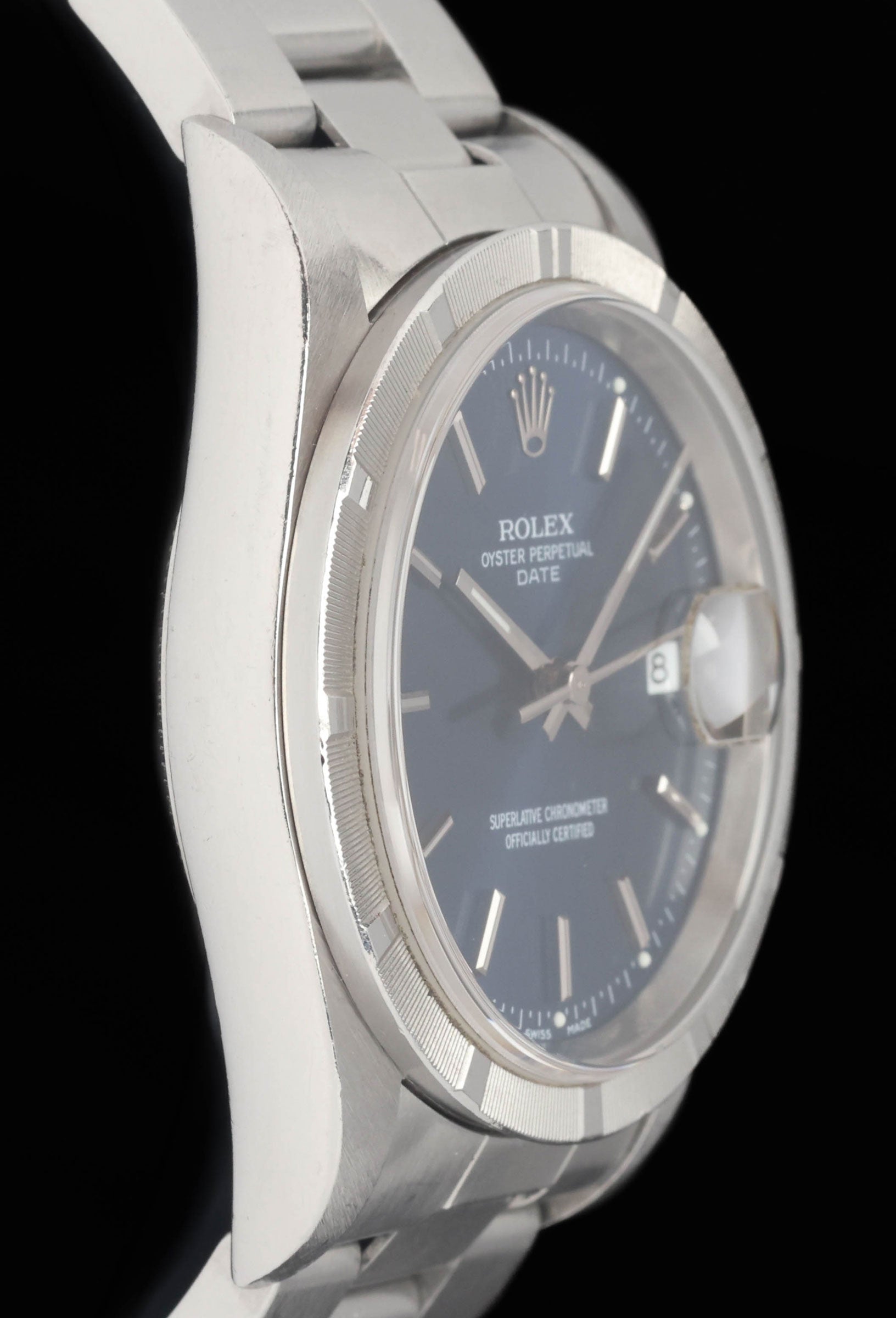 Preowned vintage Rolex Oyster Perpetual Date 15210 Blue Dial 34MM 1990s | Crown Vintage Watches