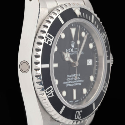 Preowned vintage Rolex Sea Dweller 40MM 'SD4K' 16600 2001 Box & Papers | Crown Vintage Watches
