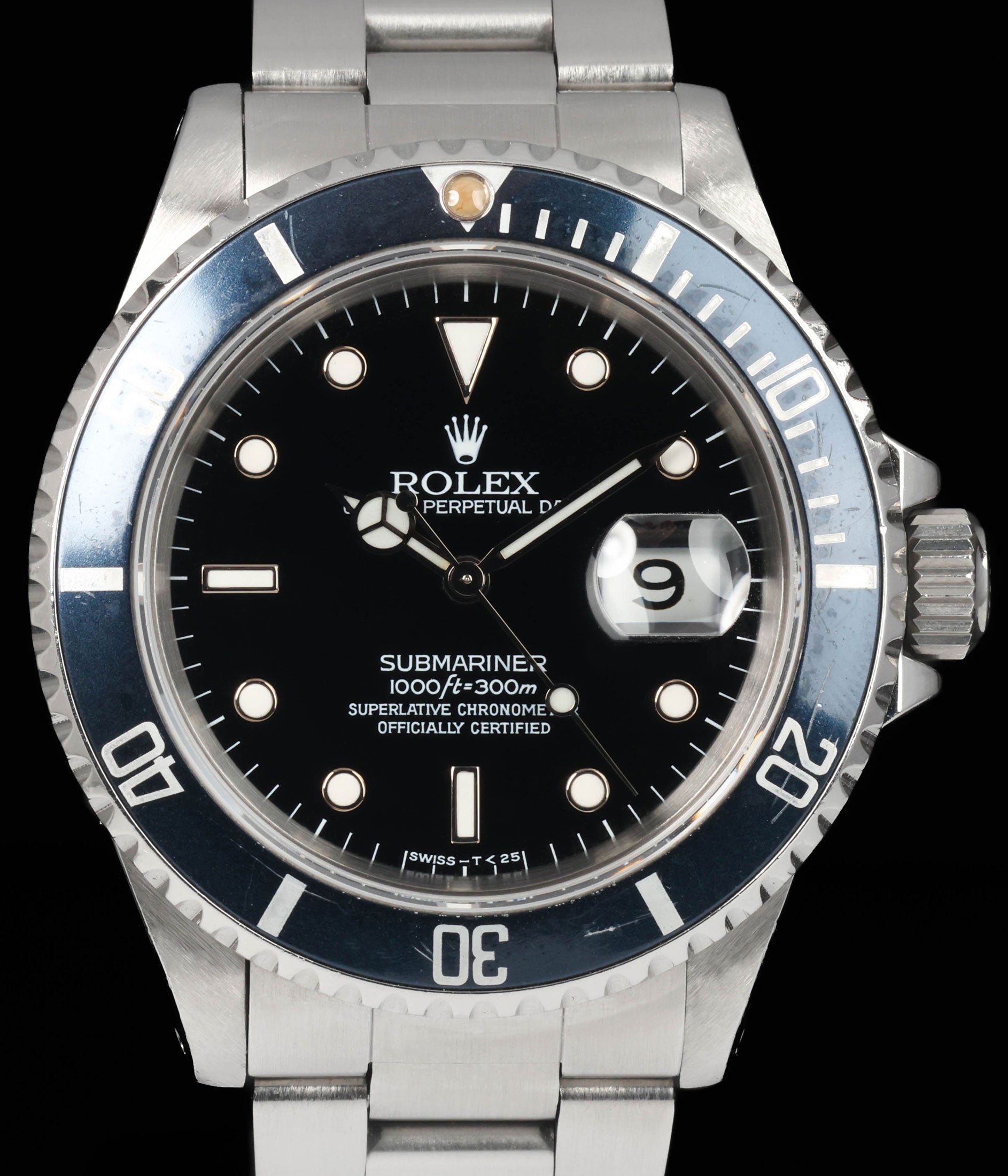 Pre-owned vintage Rolex Submariner 16610 'Blue Ghost' 40mm 1990 Box and Papers | Crown Vintage Watches